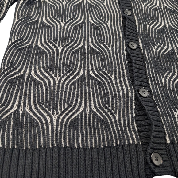 INC International Concepts monochrome wave cotton blend cardigan. Large - Picture 12 of 16